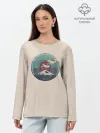 Лонгслив женский. Хлопок / Вулкан Фудзияма. Япония