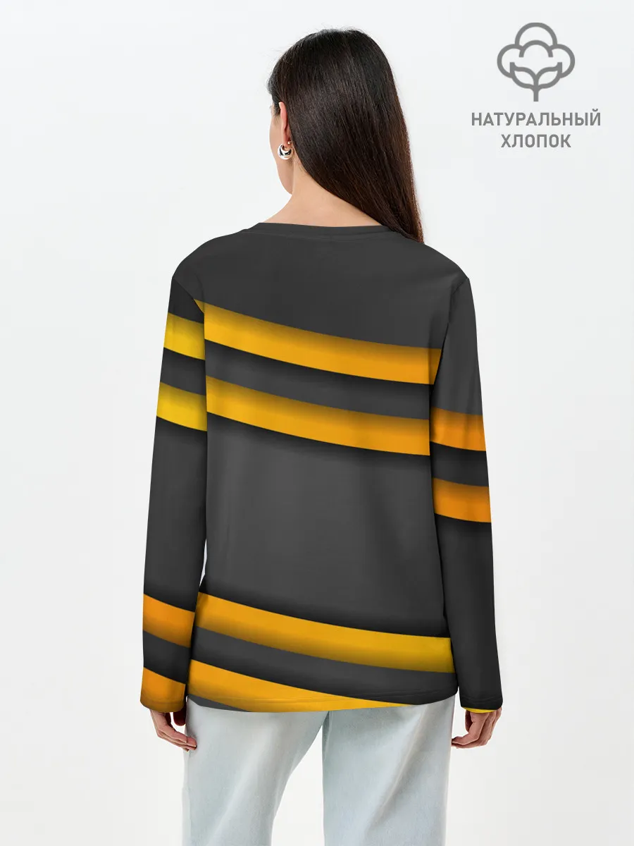 Лонгслив женский. Хлопок / Желтые полосы
