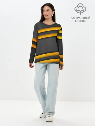 Лонгслив женский. Хлопок / Желтые полосы