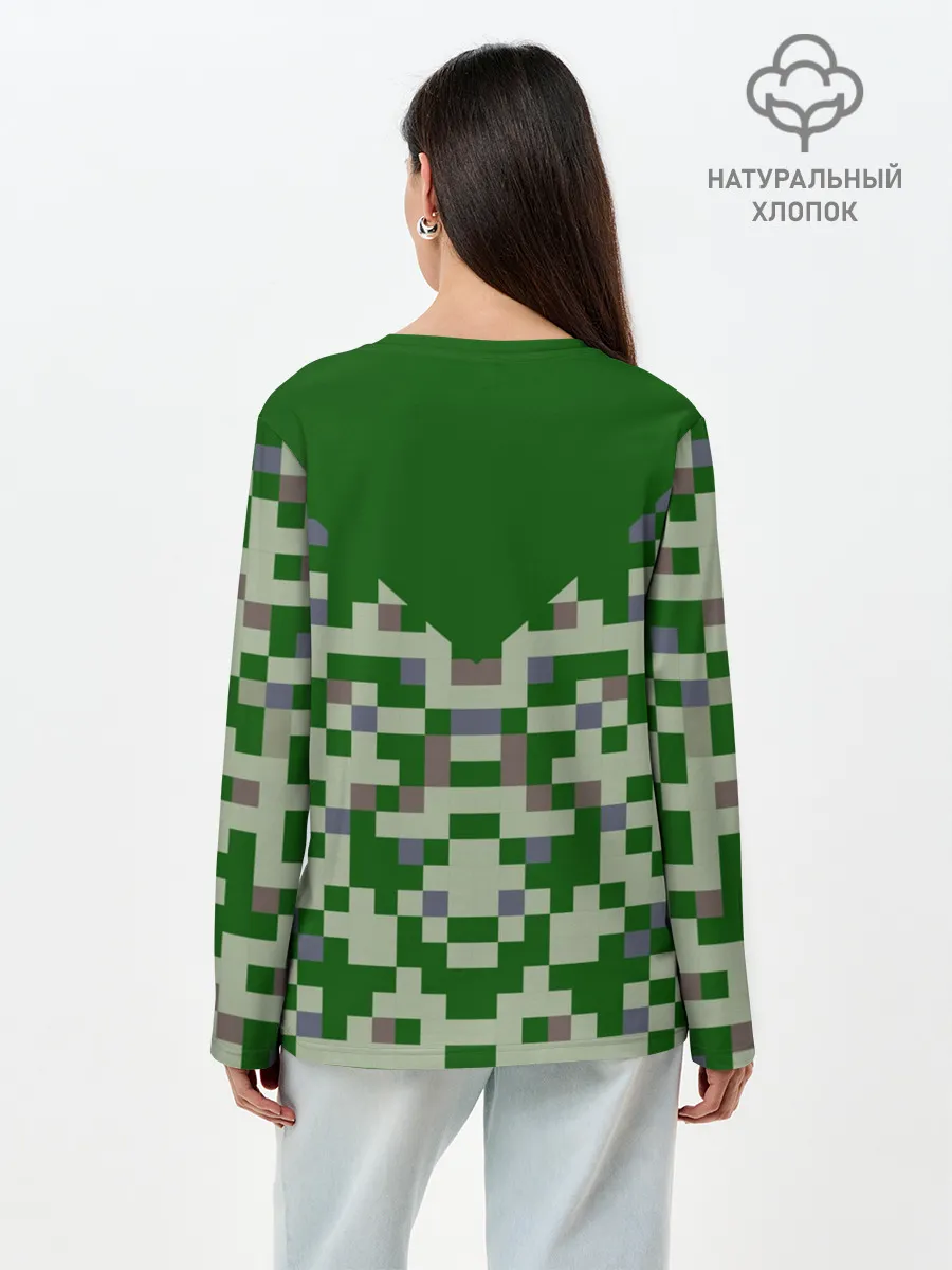 Лонгслив женский. Хлопок / Minecraft Крипер