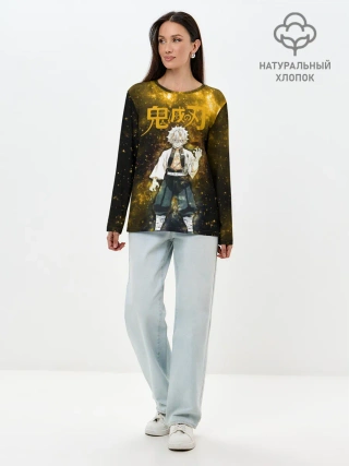 Лонгслив женский. Хлопок / Санеми Шинадзугава Kimetsu no Yaiba