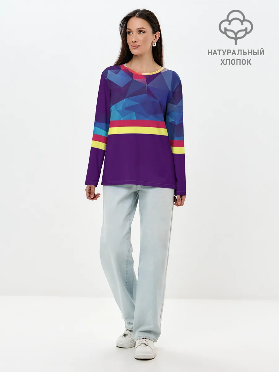 Лонгслив женский. Хлопок / Геометрическая Абстракция