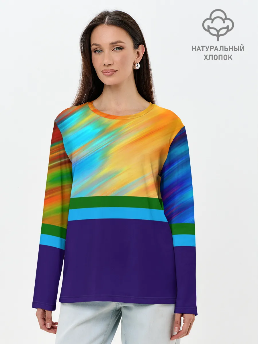 Лонгслив женский. Хлопок / Размытие