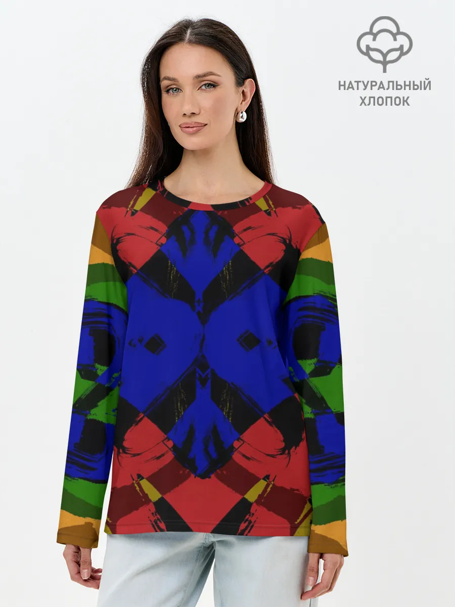 Лонгслив женский. Хлопок / Абстракция