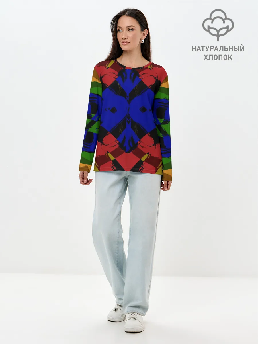 Лонгслив женский. Хлопок / Абстракция