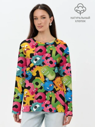 Лонгслив женский. Хлопок / Monstry с цифрами