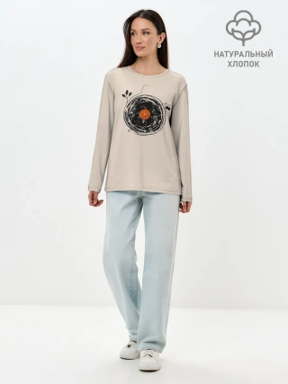 Лонгслив женский. Хлопок / Natural Vinyl Records Vintage