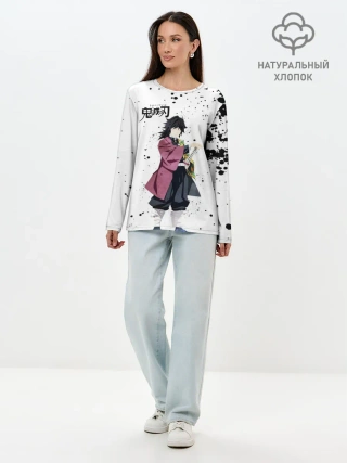 Лонгслив женский. Хлопок / Гию Томиока Kimetsu no Yaiba