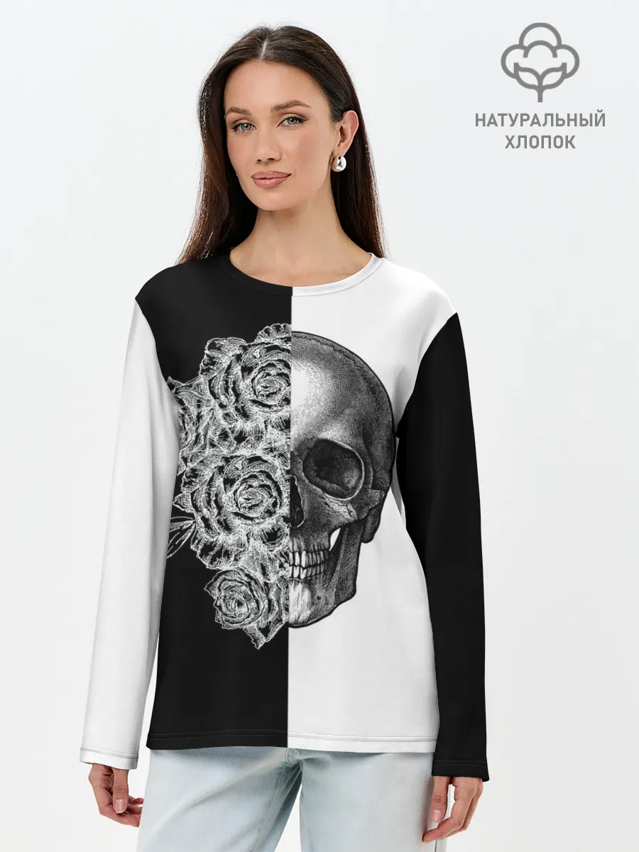 Лонгслив женский. Хлопок / SkullRose Sketch