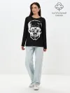 Лонгслив женский. Хлопок / Скетч Черепа