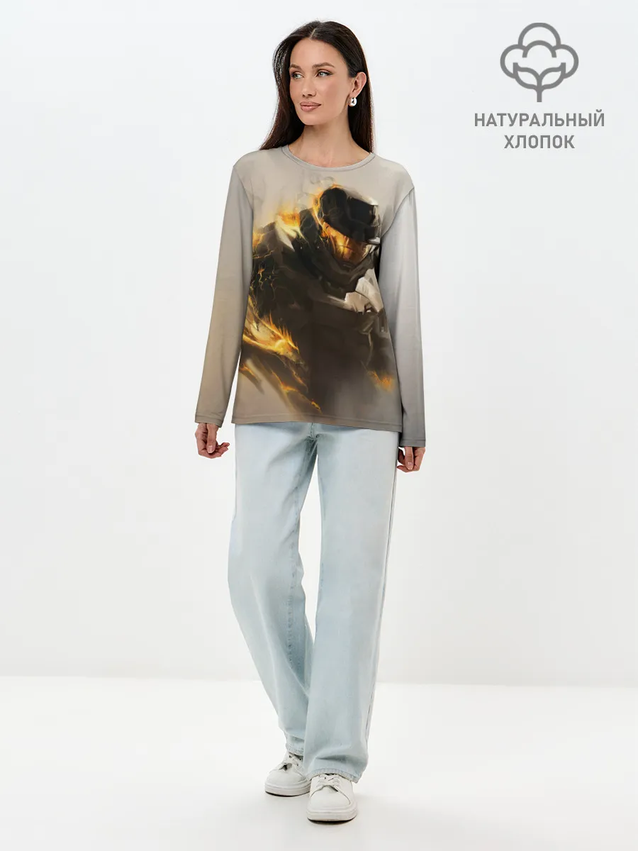 Лонгслив женский. Хлопок / Spartan in hell | Halo