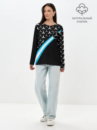 Лонгслив женский. Хлопок / MERCEDES / УЗОР / ЛИНИЯ АКВА