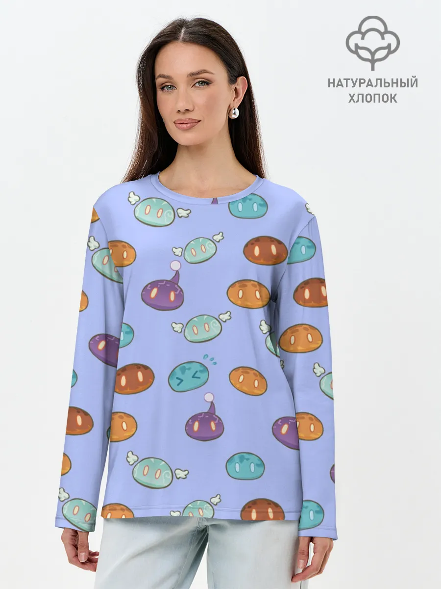 Лонгслив женский. Хлопок / Genshin impact Slimes | Слаймы