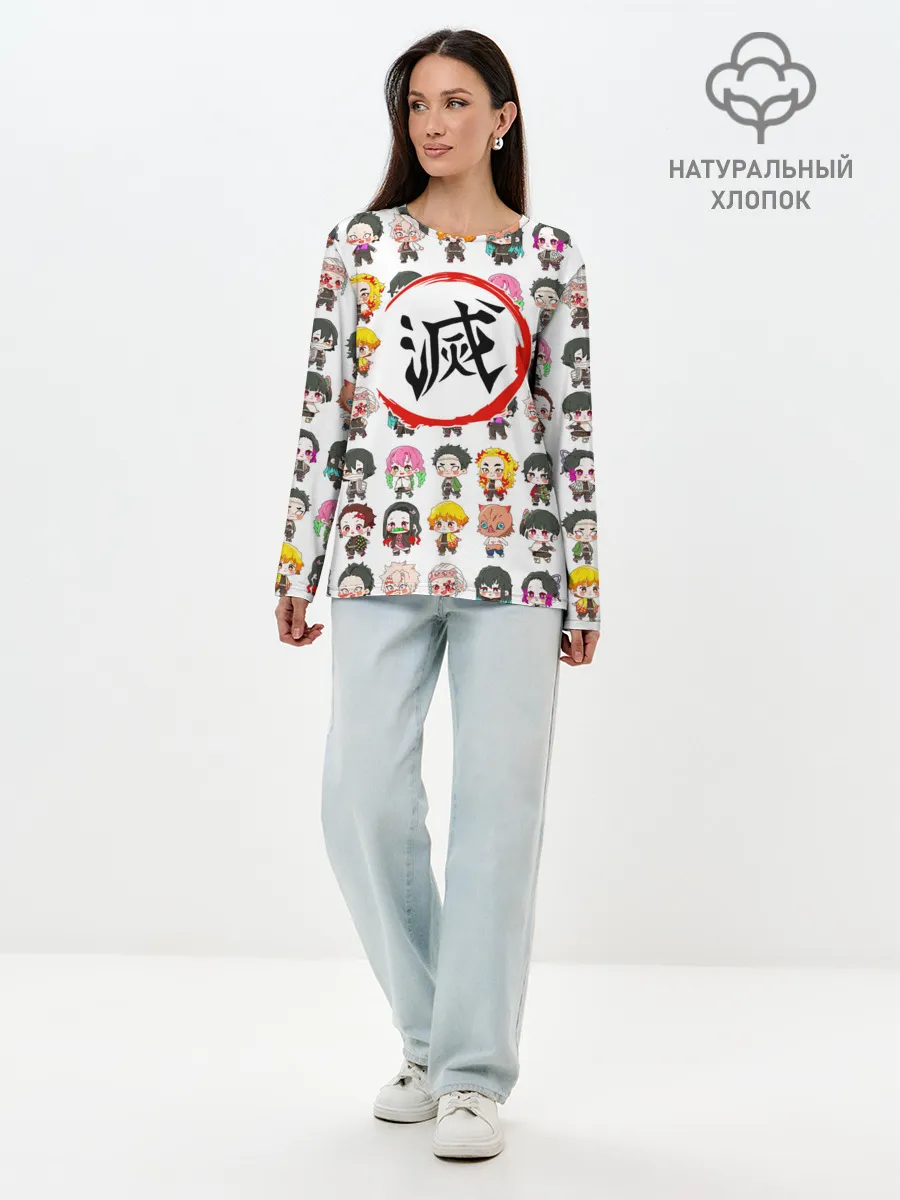 Лонгслив женский. Хлопок / Клинок, рассекающий демонов ПЕРСОНАЖИ