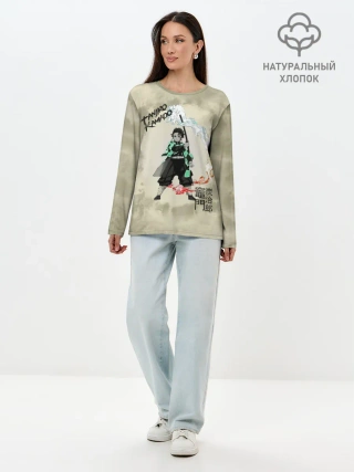 Лонгслив женский. Хлопок / Tanjiro Kamado Kimetsu no Yaiba