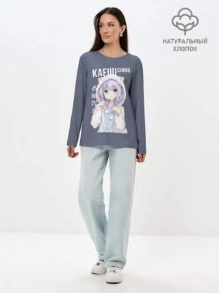 Лонгслив женский. Хлопок / Чино Кафу / Chino Kafuu