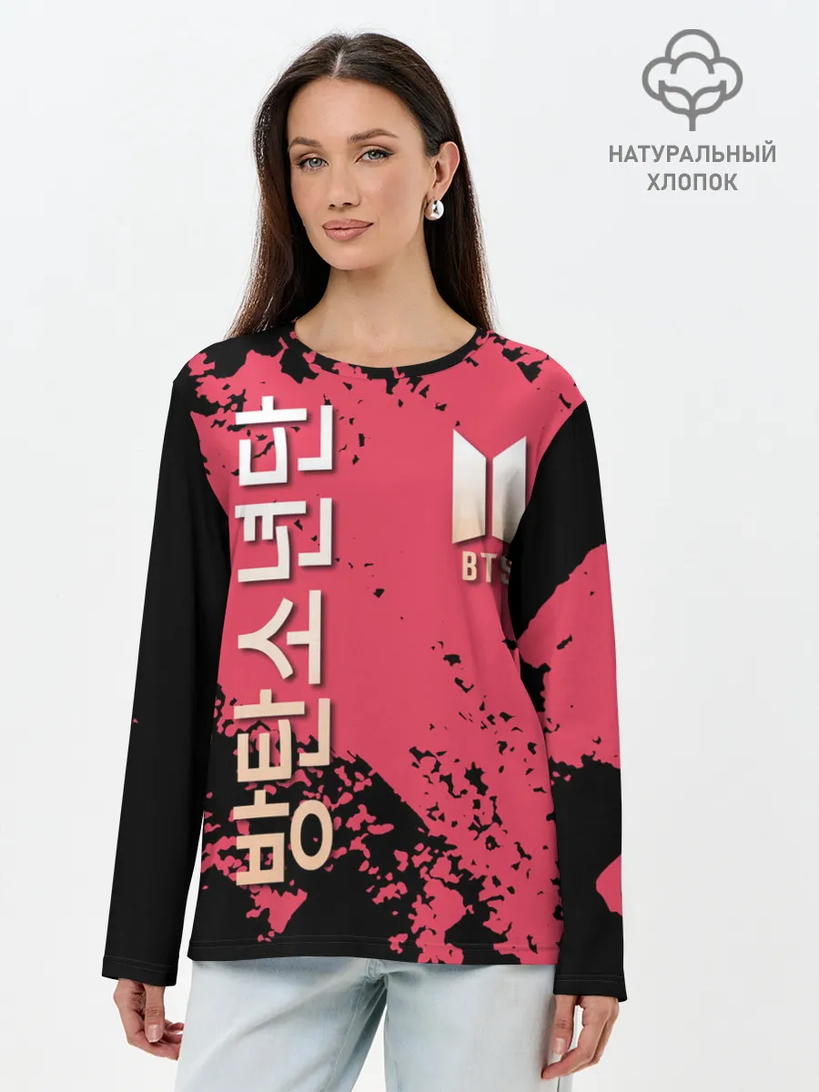 Лонгслив женский. Хлопок / BTS LOGO / БТС ЛОГОТИП