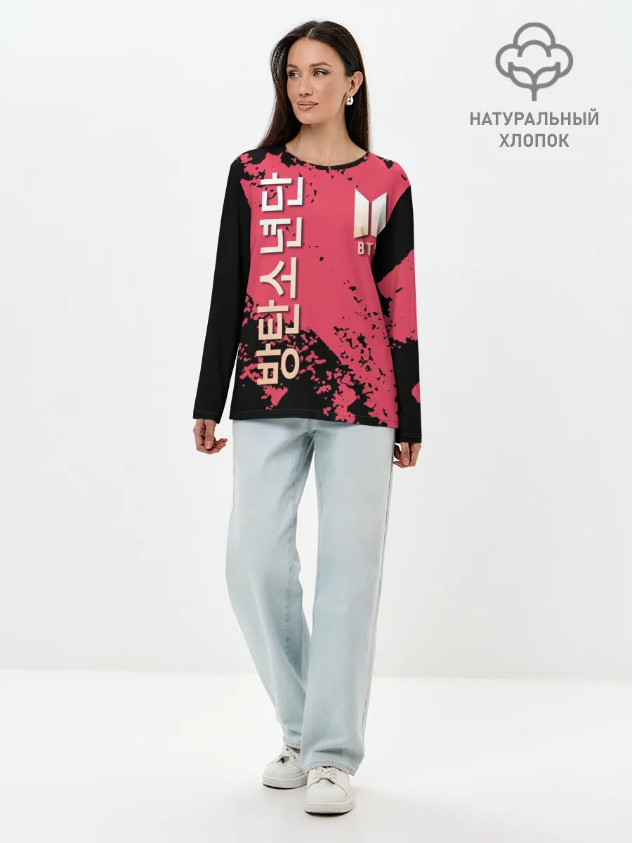 Лонгслив женский. Хлопок / BTS LOGO / БТС ЛОГОТИП