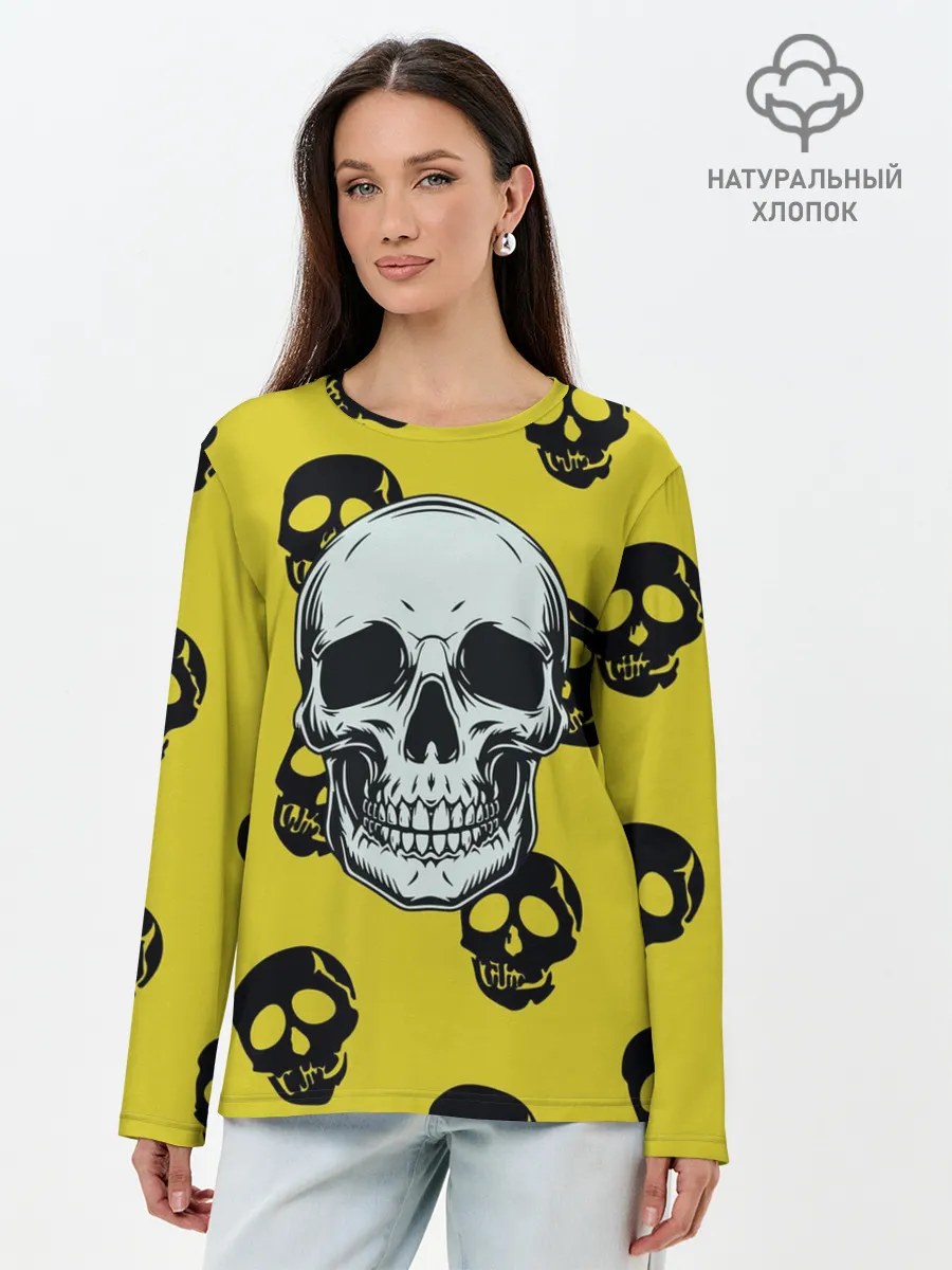 Лонгслив женский. Хлопок / Yellow Skulls