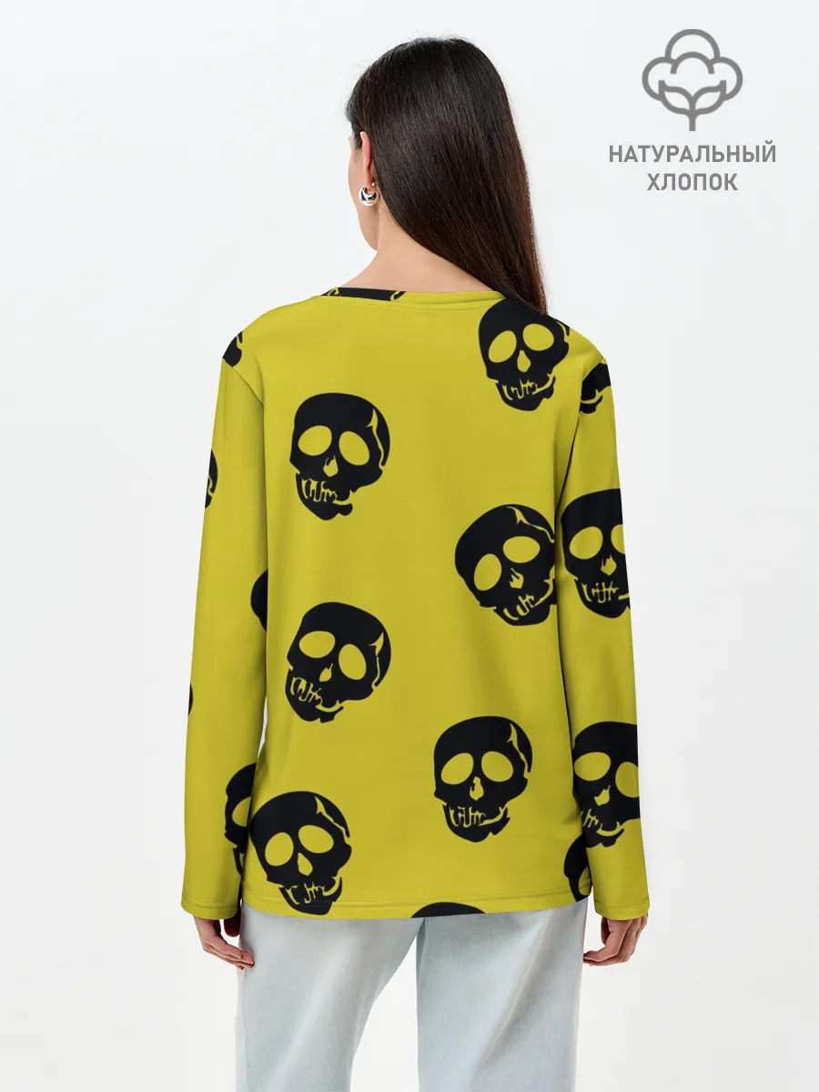 Лонгслив женский. Хлопок / Yellow Skulls