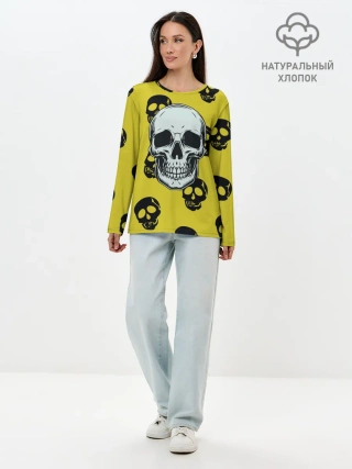 Лонгслив женский. Хлопок / Yellow Skulls
