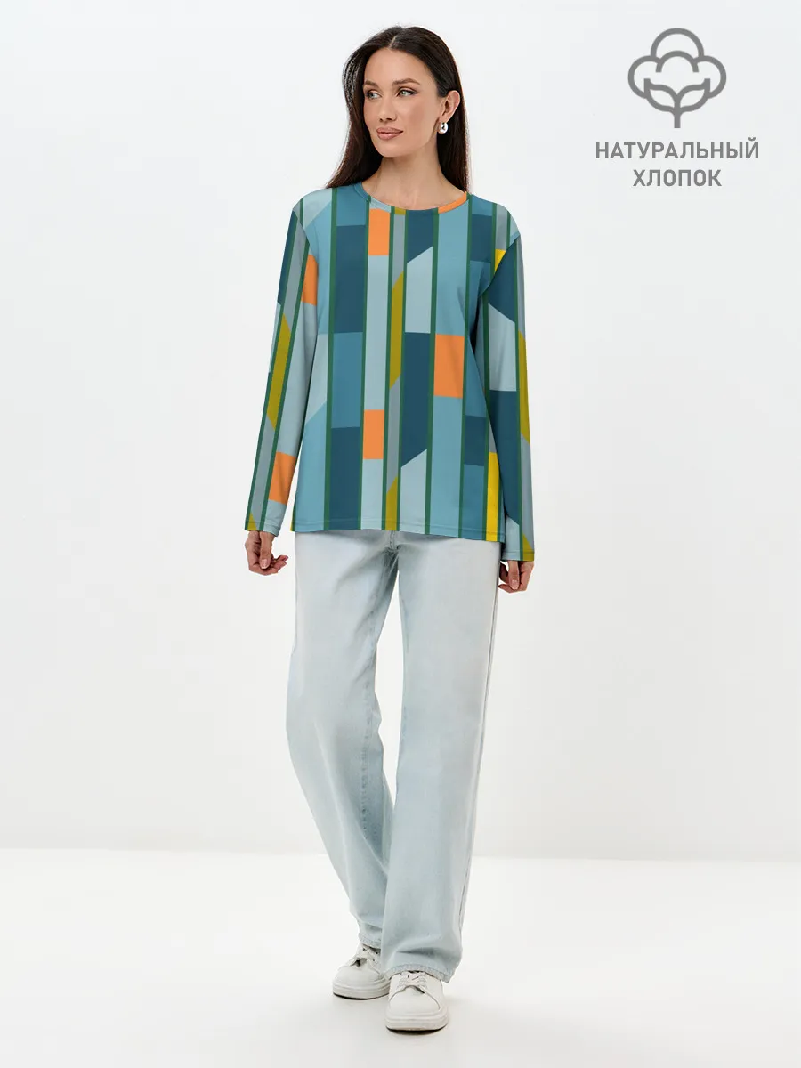 Лонгслив женский. Хлопок / Абстракция в стиле модерн
