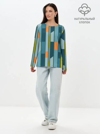 Лонгслив женский. Хлопок / Абстракция в стиле модерн