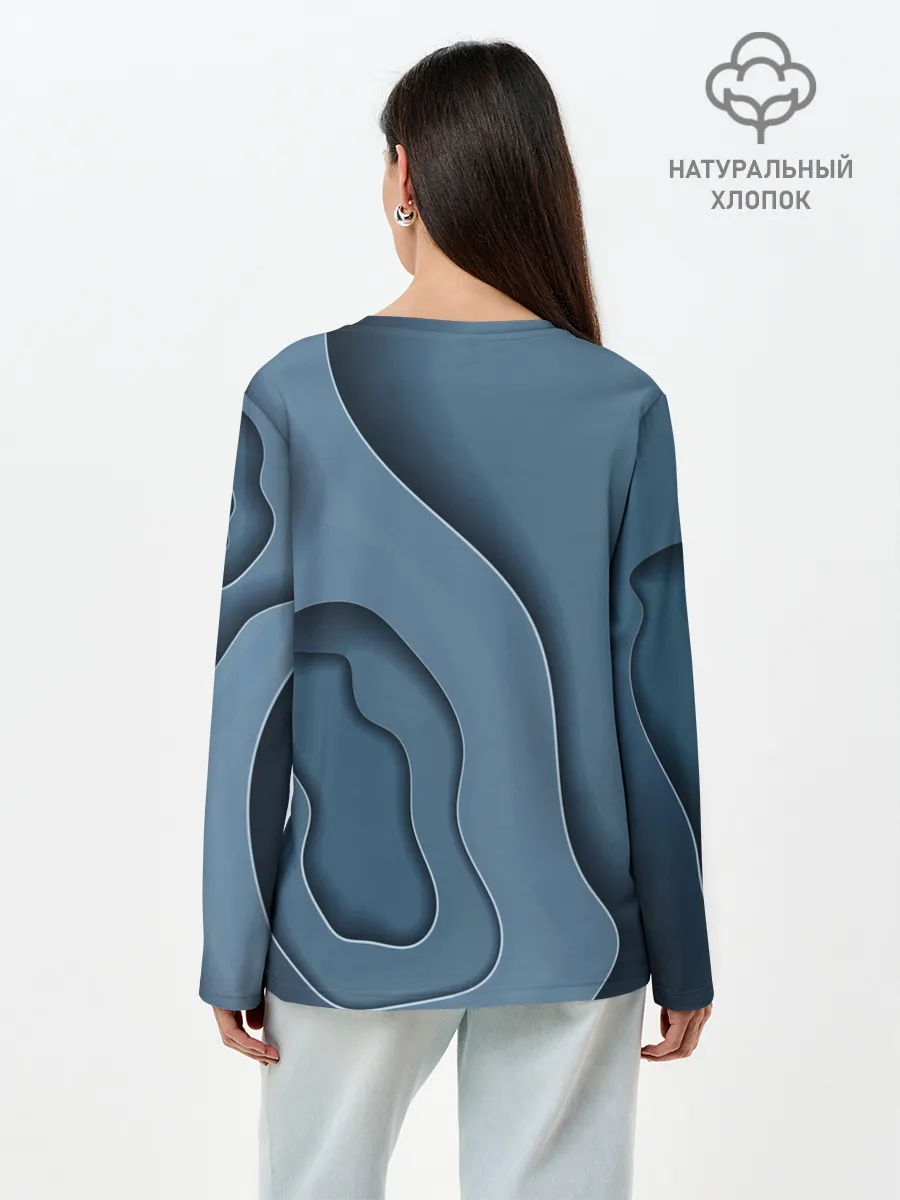 Лонгслив женский. Хлопок / Абстракция бумажные волны