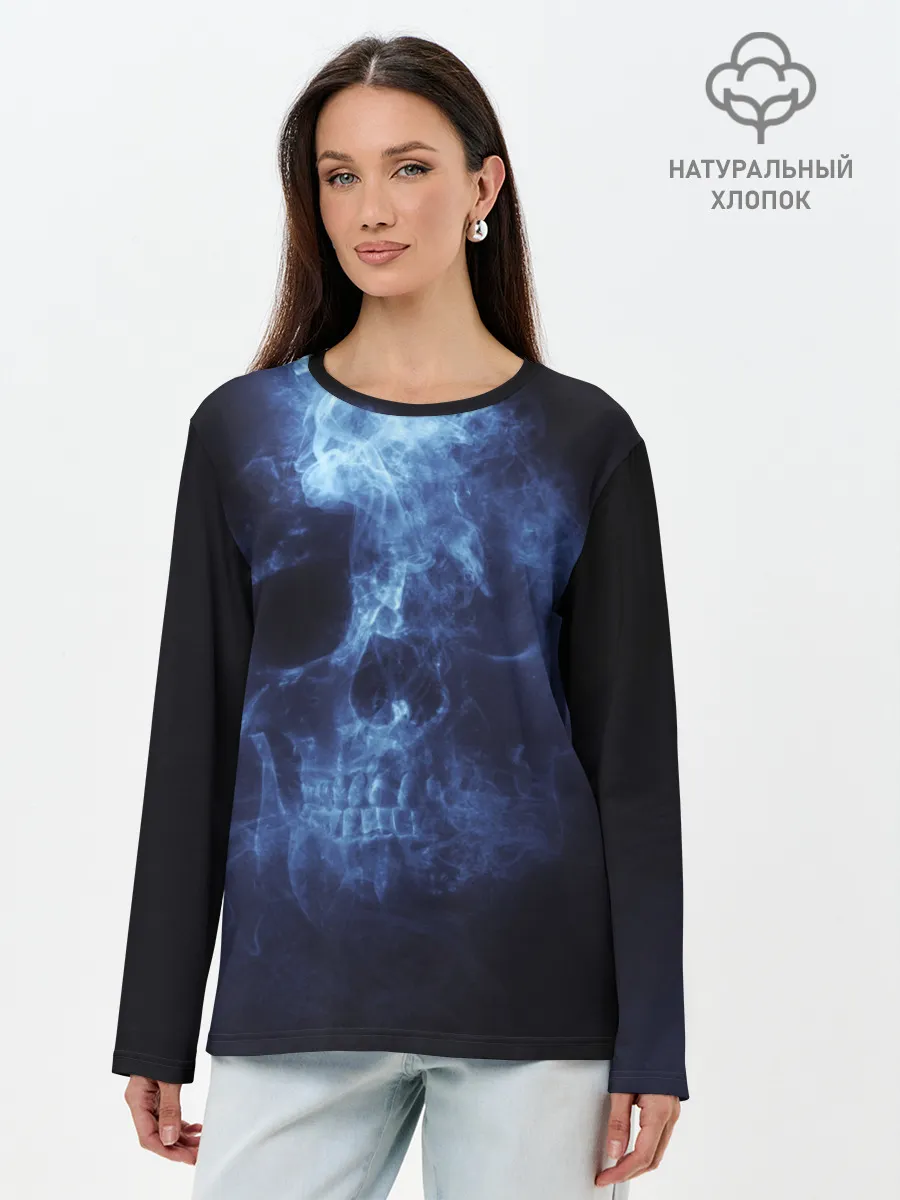 Лонгслив женский. Хлопок / Призрачный череп