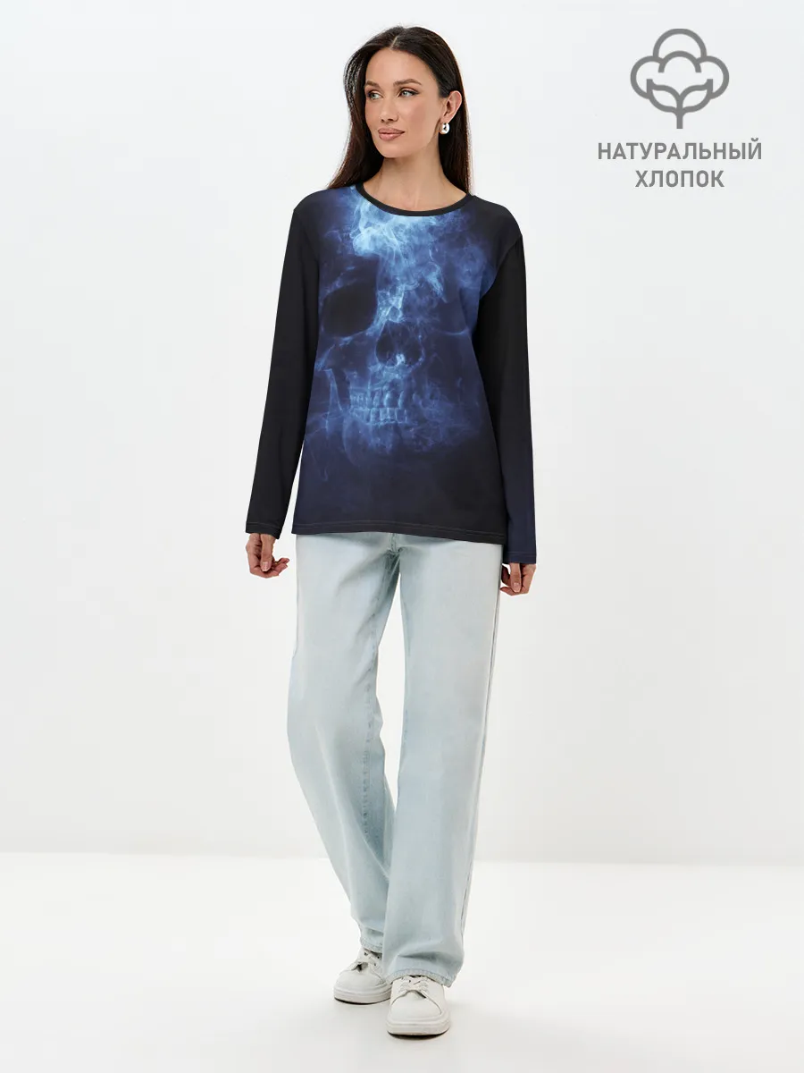 Лонгслив женский. Хлопок / Призрачный череп