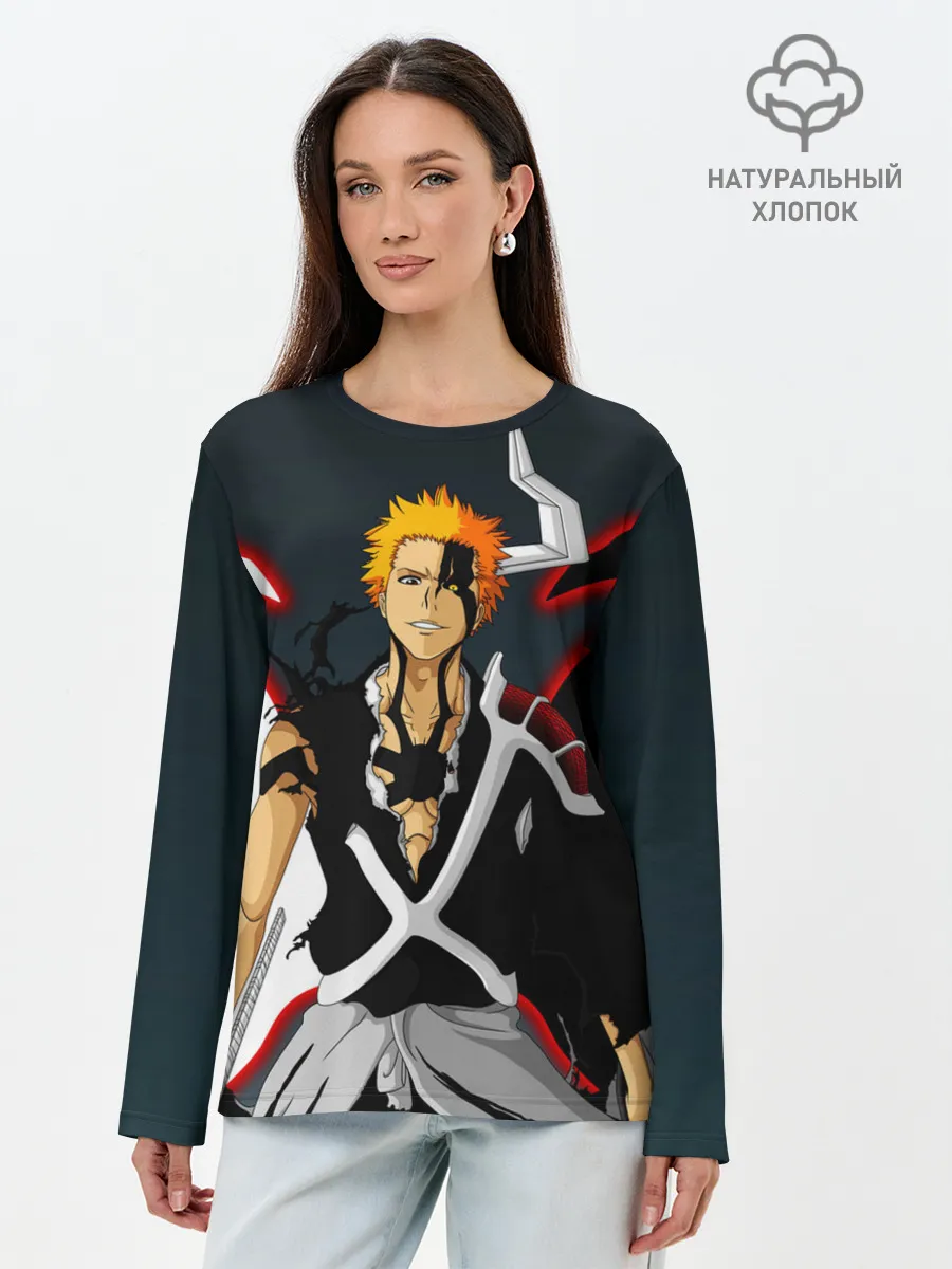 Лонгслив женский. Хлопок / Блич Ичиго Куросаки