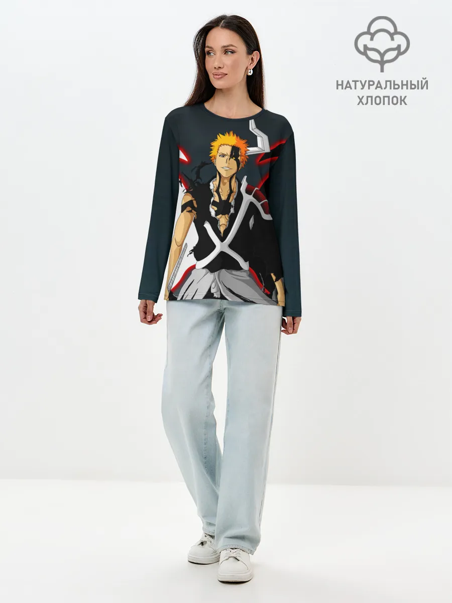 Лонгслив женский. Хлопок / Блич Ичиго Куросаки