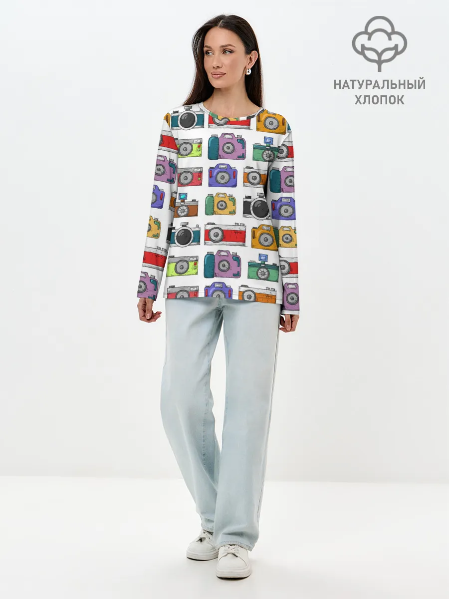 Лонгслив женский. Хлопок / Фотоаппараты