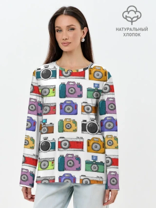 Лонгслив женский. Хлопок / Фотоаппараты