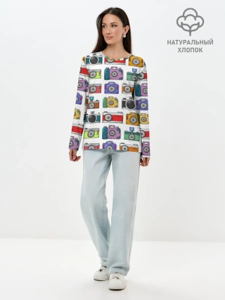 Лонгслив женский. Хлопок / Фотоаппараты