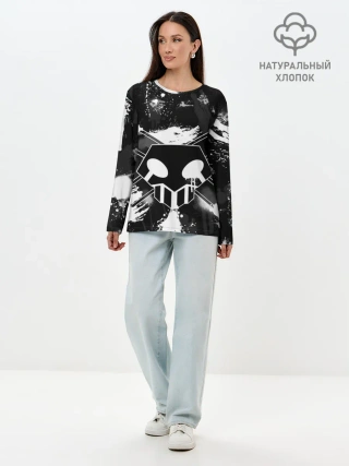 Лонгслив женский. Хлопок / БЛИЧ ШИНИГАМИ ЛОГО НА СПИНЕ