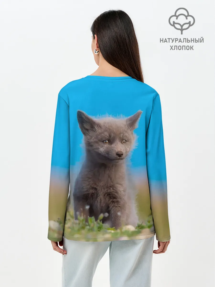 Лонгслив женский. Хлопок / Смешной лисенок