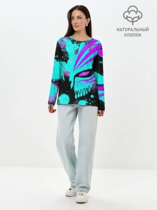 Лонгслив женский. Хлопок / БЛИЧ МАСКА ПУСТОГО НЕОН