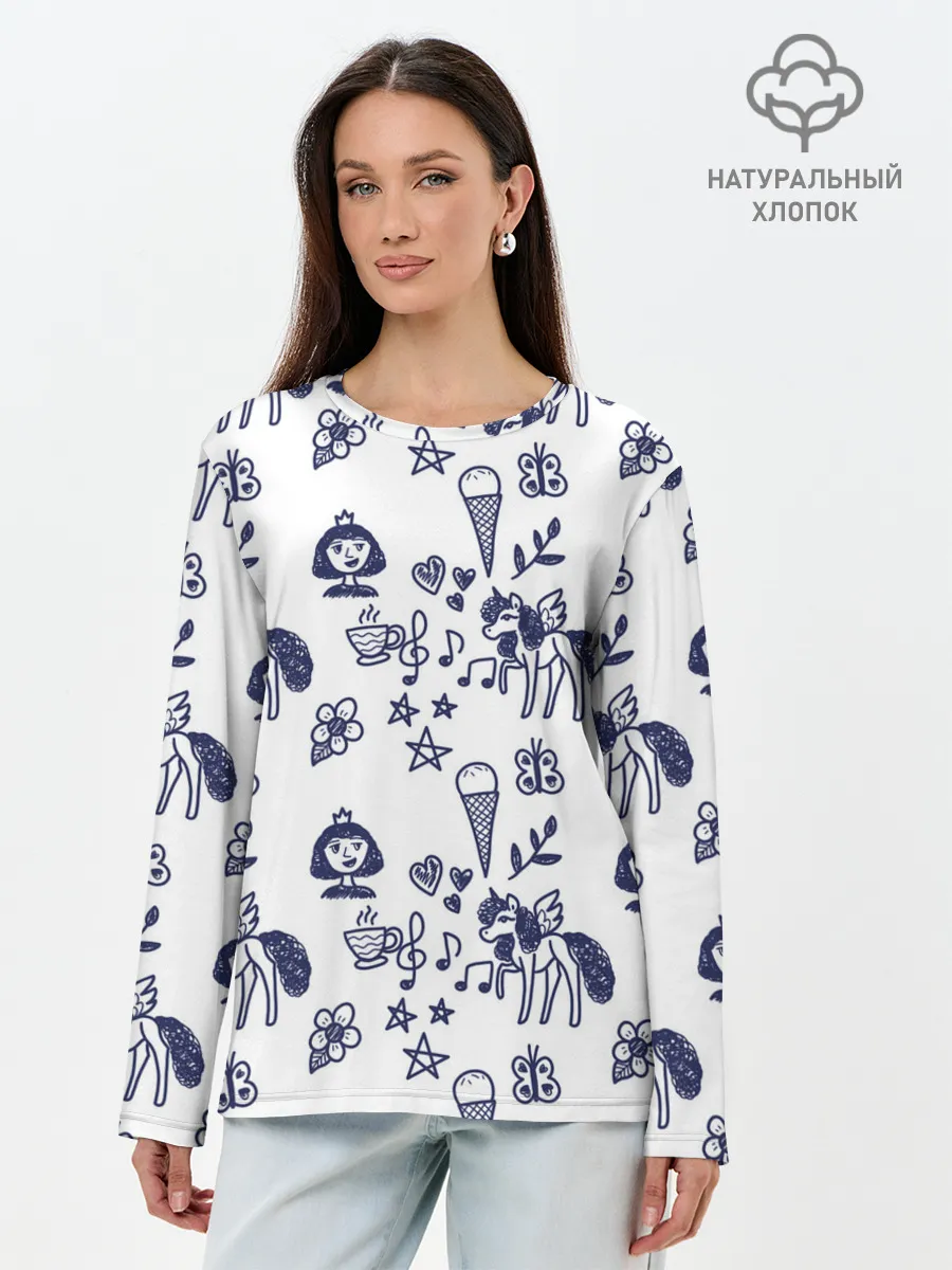 Лонгслив женский. Хлопок / Девчачий дудл