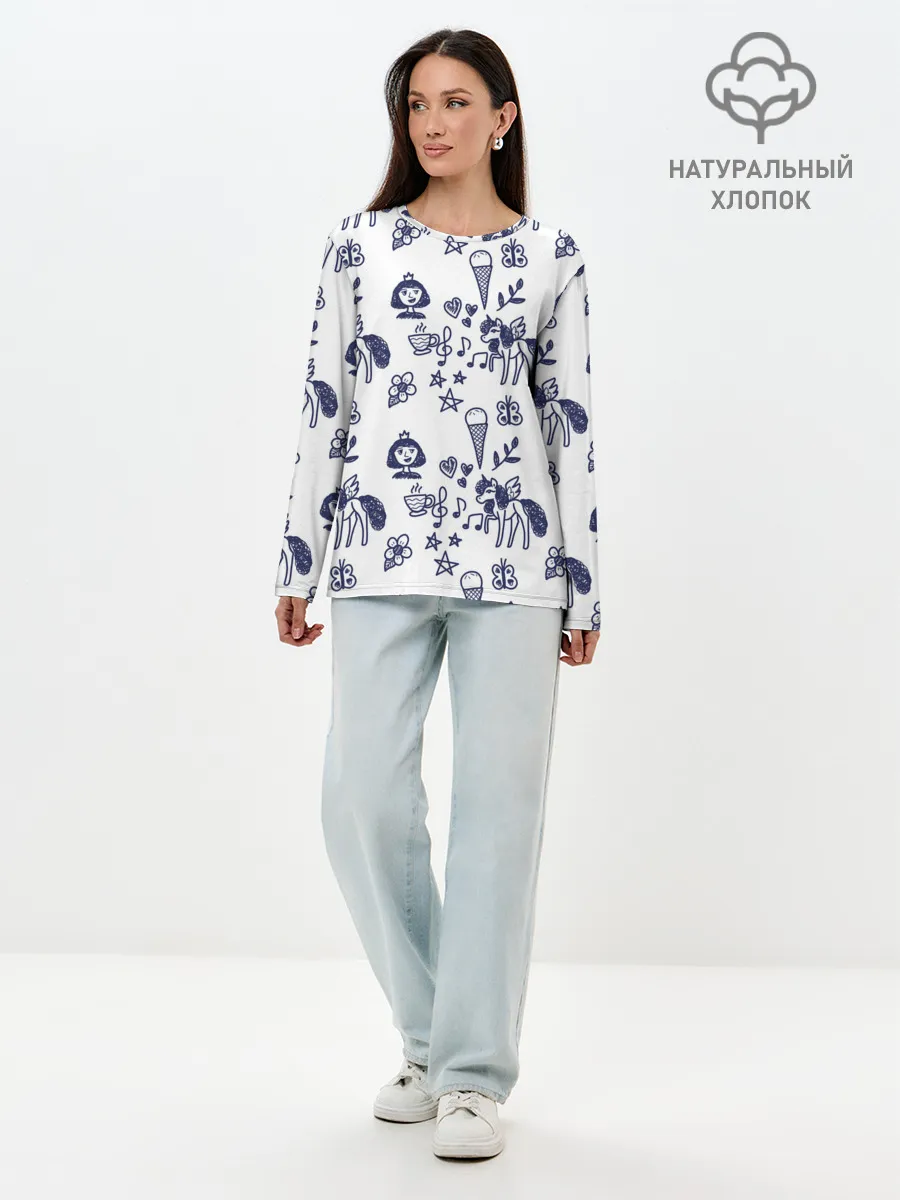 Лонгслив женский. Хлопок / Девчачий дудл