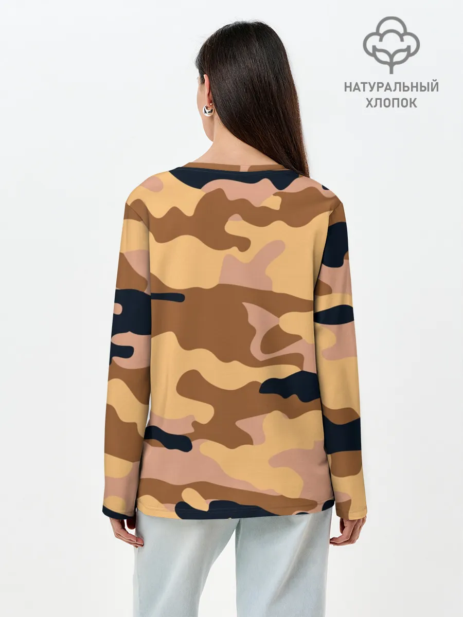 Лонгслив женский. Хлопок / Камуфляж