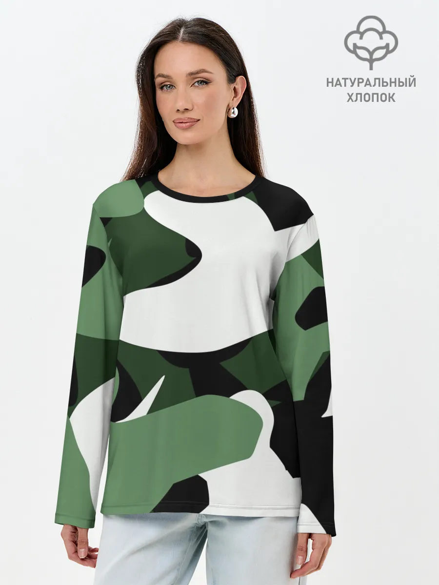 Лонгслив женский. Хлопок / Камуфляж