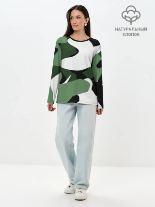 Лонгслив женский. Хлопок / Камуфляж