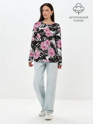 Лонгслив женский. Хлопок / Тропический Стиль