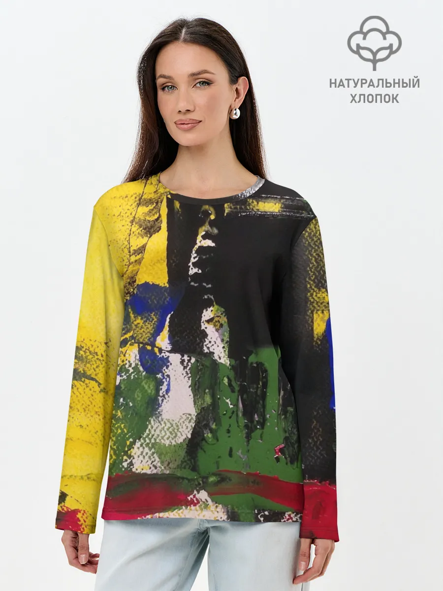 Лонгслив женский. Хлопок / Мазок художника!