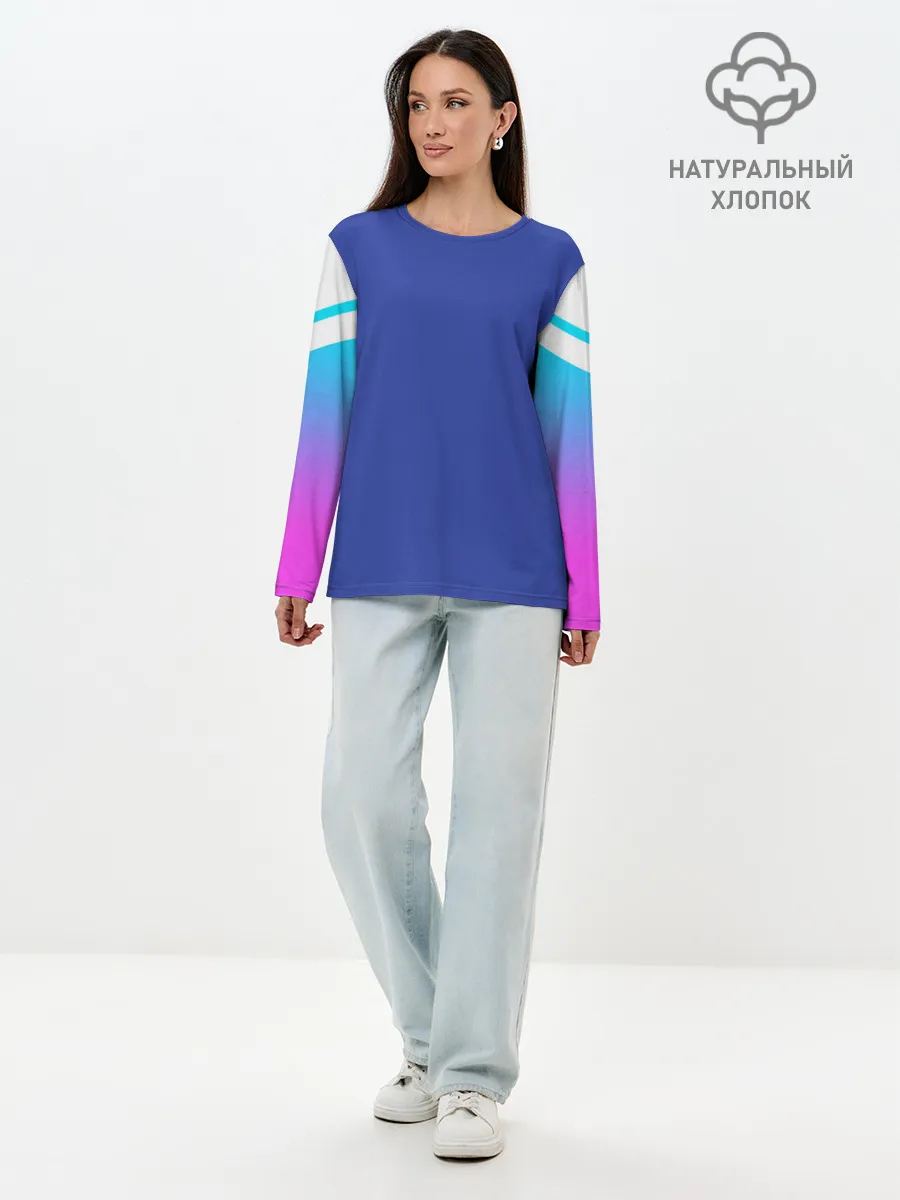 Лонгслив женский. Хлопок / NEON GRADIENT FITNESS UNIFORM