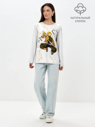 Лонгслив женский. Хлопок / Agatsuma Zenitsu Kimetsu no Yaiba