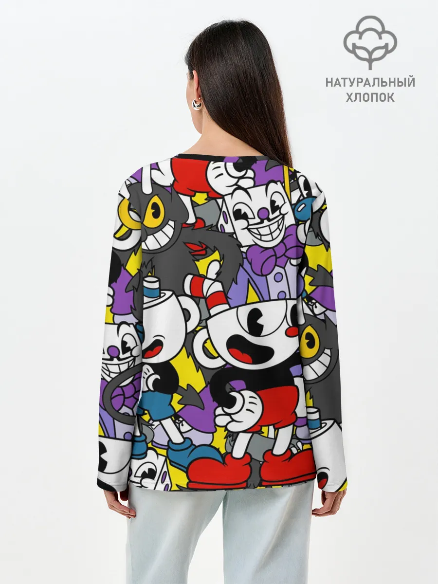 Лонгслив женский. Хлопок / Cuphead