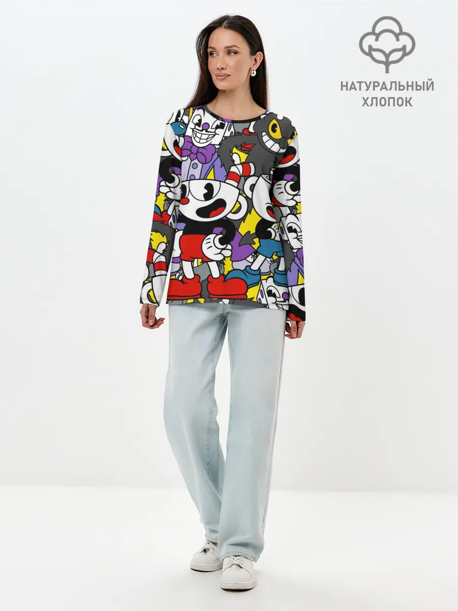 Лонгслив женский. Хлопок / Cuphead