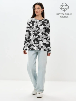 Лонгслив женский. Хлопок / Холодный камуфляж